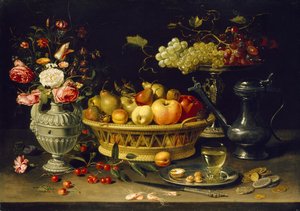 Stilleben af frugt og blomster, 1608 - 1621 (olie på kobber)